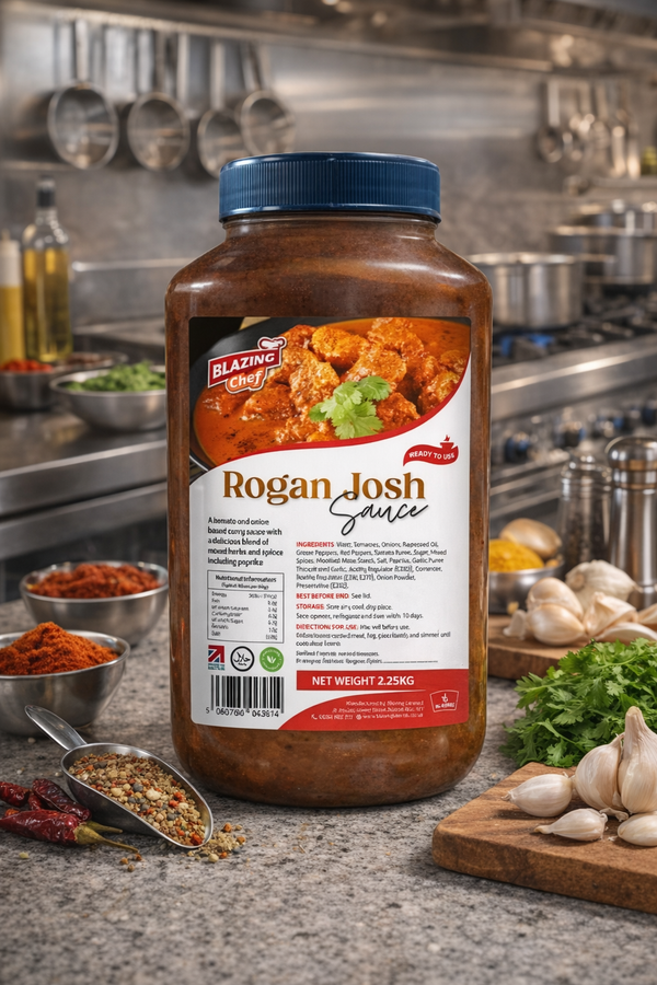 Blazing Rogan Josh Sauce 2.25kg, Premium Ready-to-Use Curry Sauce for Lamb & Meat
