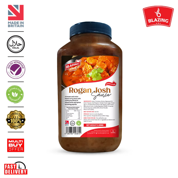 Blazing Rogan Josh Sauce 2.25kg, Premium Ready-to-Use Curry Sauce for Lamb & Meat