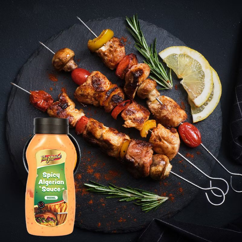 Blazing Spicy Algerian Sauce 960ml, Hot Spiced Condiment, Dip and Glaze