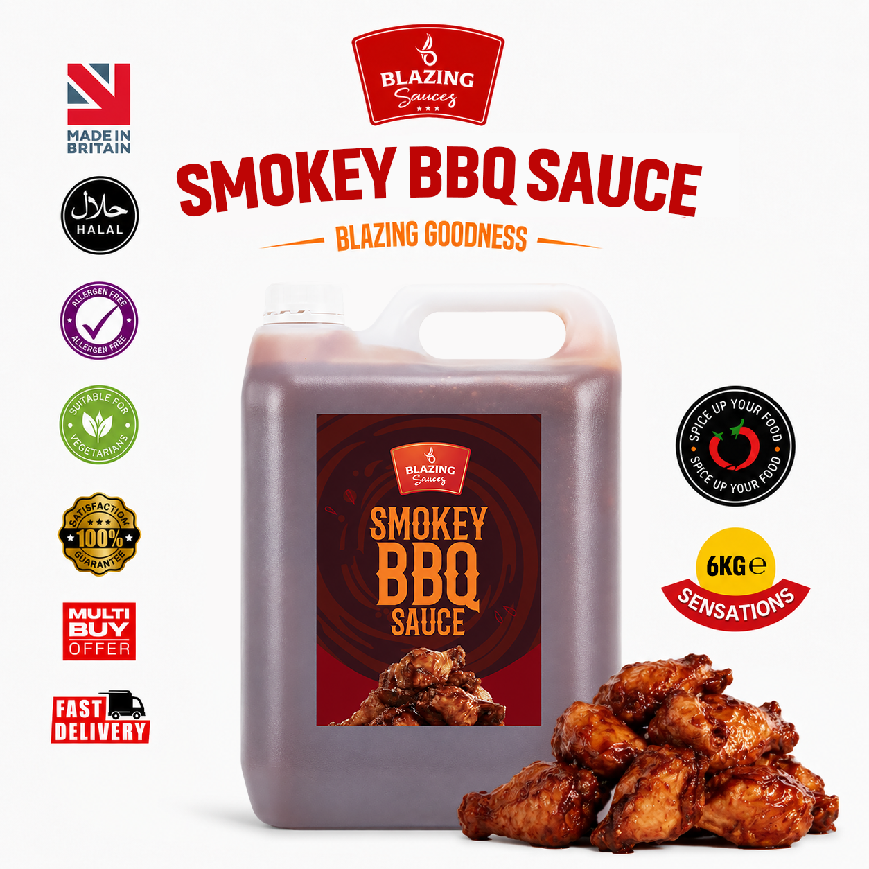 Blazing Smokey BBQ Sauce 6kg, Smokey Chilli Glaze & Marinade