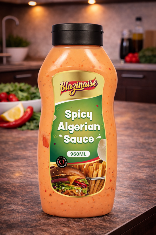 Blazing Spicy Algerian Sauce 960ml, Hot Spiced Condiment, Dip and Glaze