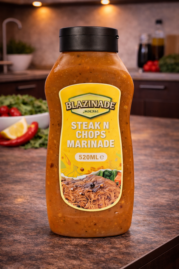 Blazing Steak n Chops Marinade Sauce 520ml, Savoury Meat Marinade, Grill and BBQ Sauce