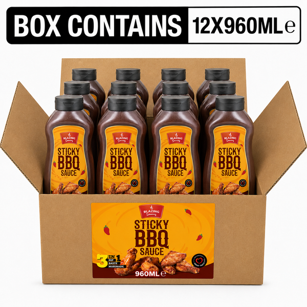 Blazing Sticky BBQ Sauce 960ml, Perfect for Chicken Wings, Ribs & More
