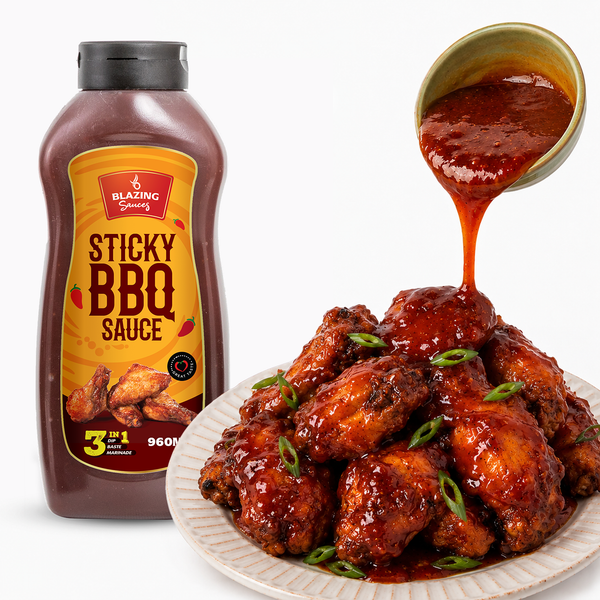 Blazing Sticky BBQ Sauce 960ml, Perfect for Chicken Wings, Ribs & More