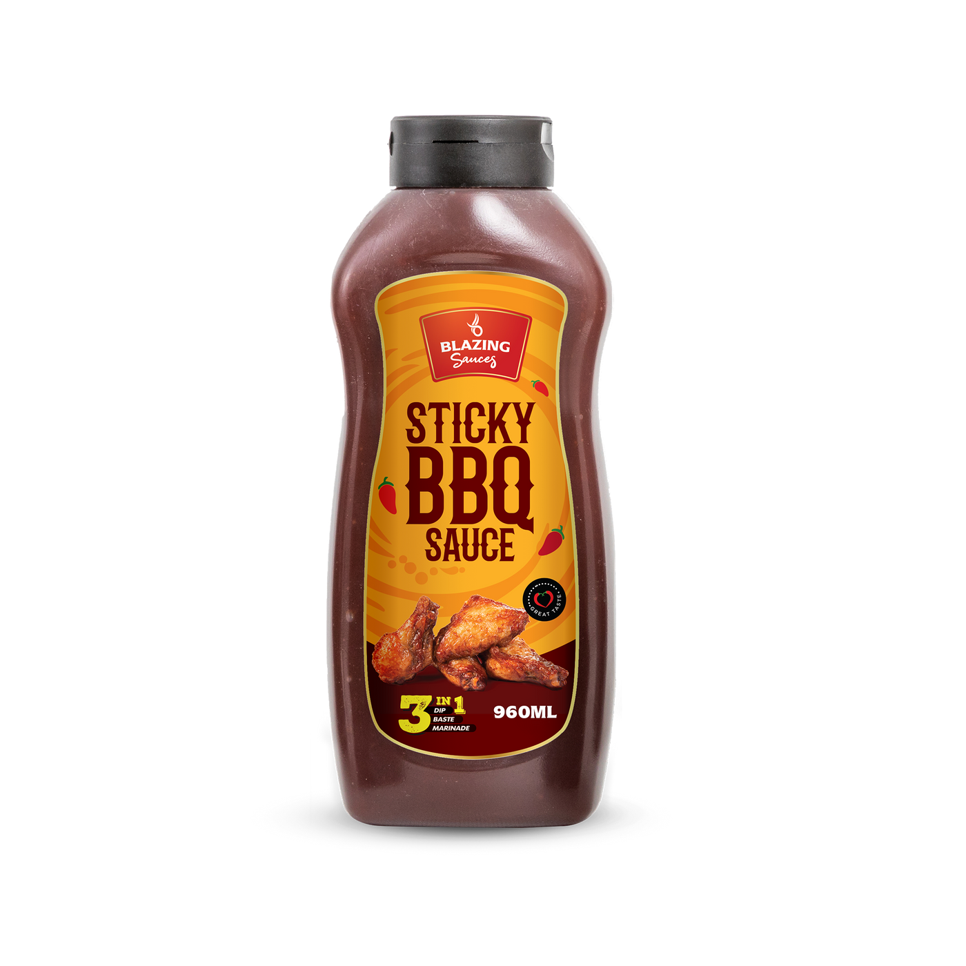 Blazing Sticky BBQ Sauce 960ml, Perfect for Chicken Wings, Ribs & More