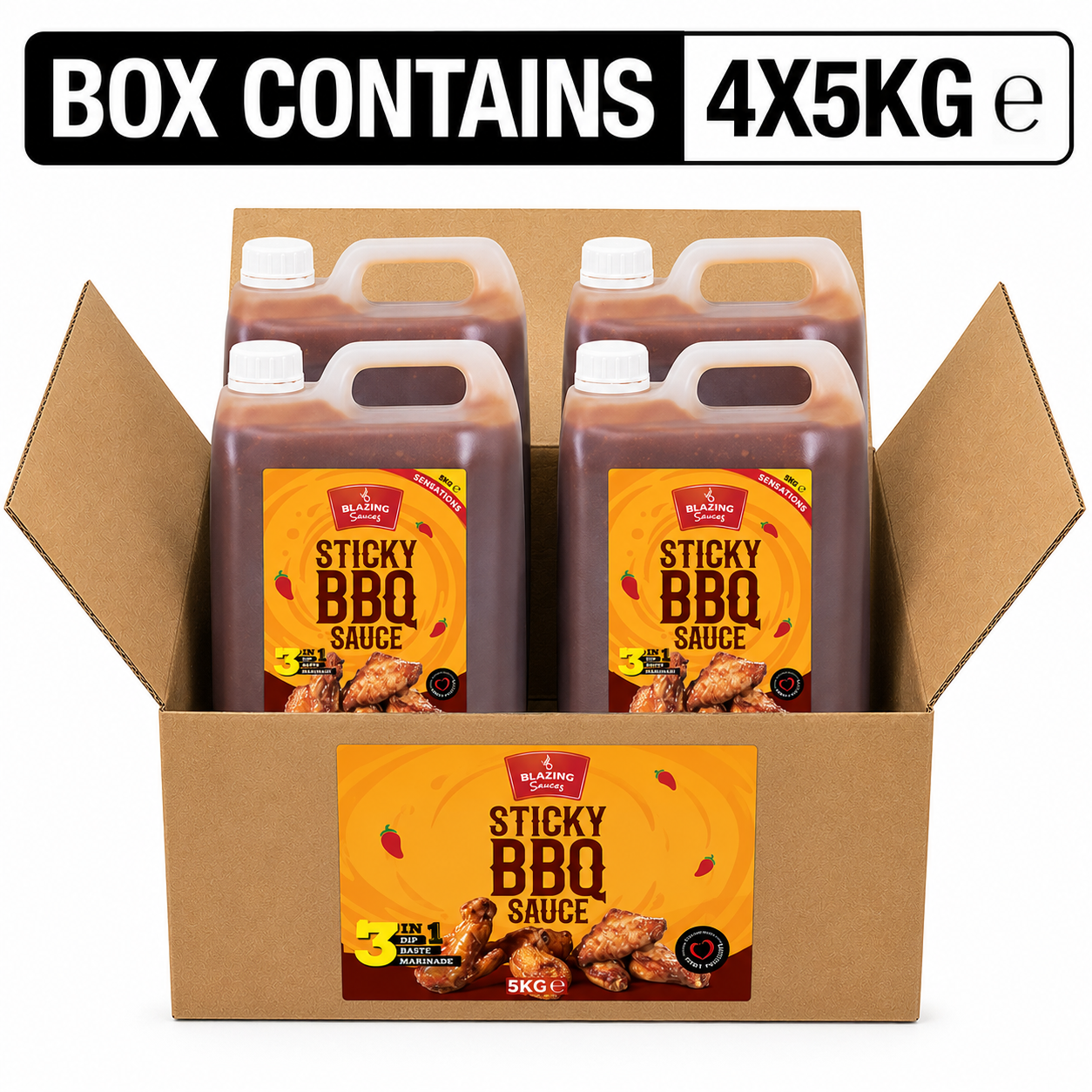 Blazing Sticky BBQ Sauce 5kg, Perfect for Chicken Wings, Ribs & More