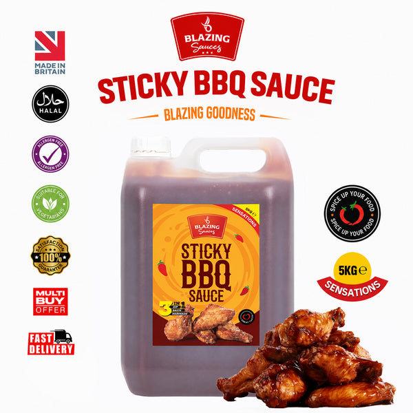 Blazing Sticky BBQ Sauce 5kg, Perfect for Chicken Wings, Ribs & More