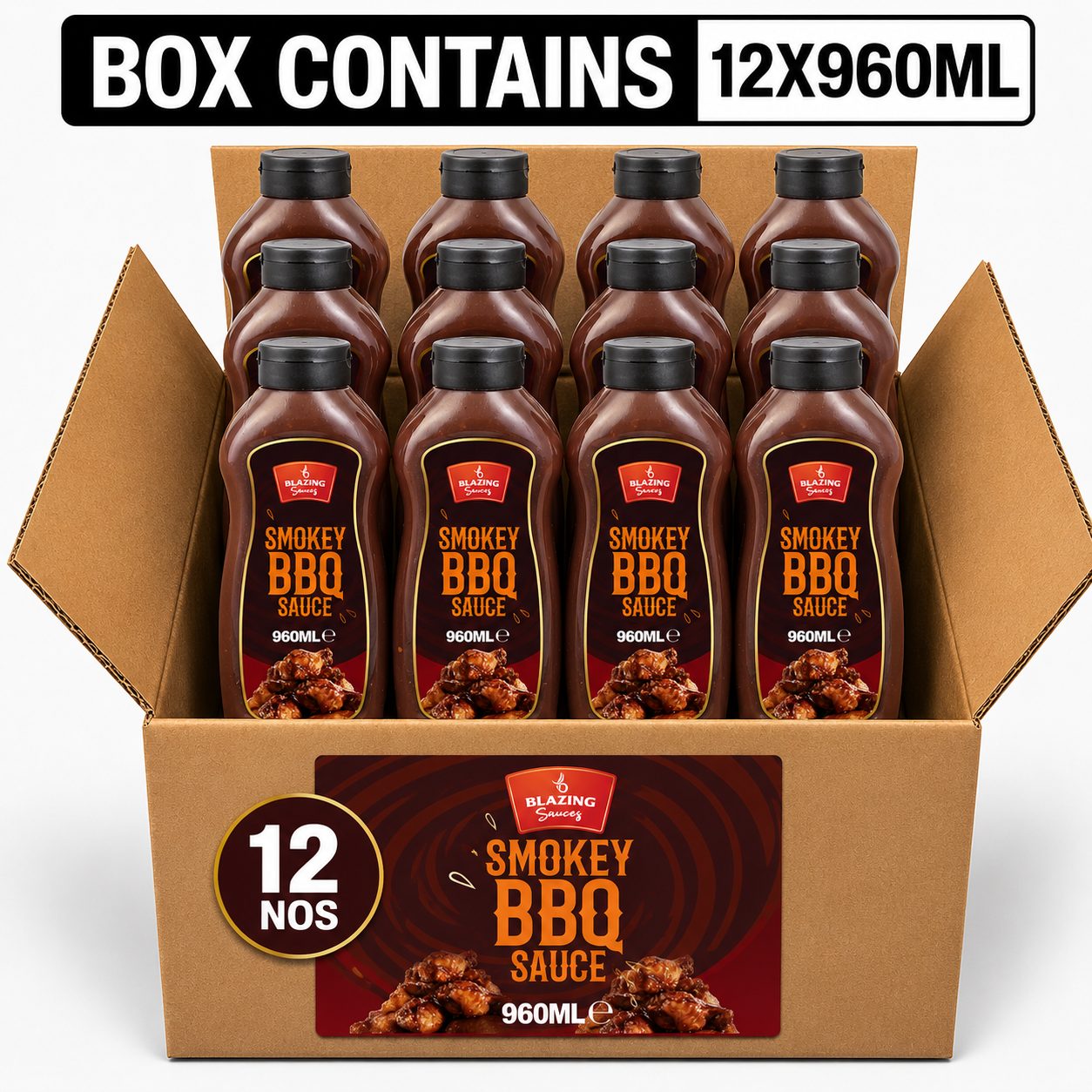 Blazing Smokey BBQ Wings Sauce 960ml, Smoky Chilli Glaze & Marinade