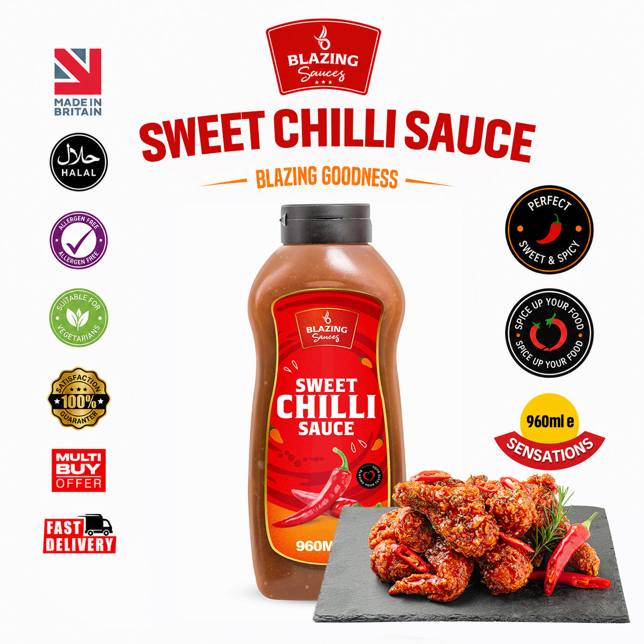 Blazing Sweet Chilli Sauce 960ml, Dip, Glaze & Marinade