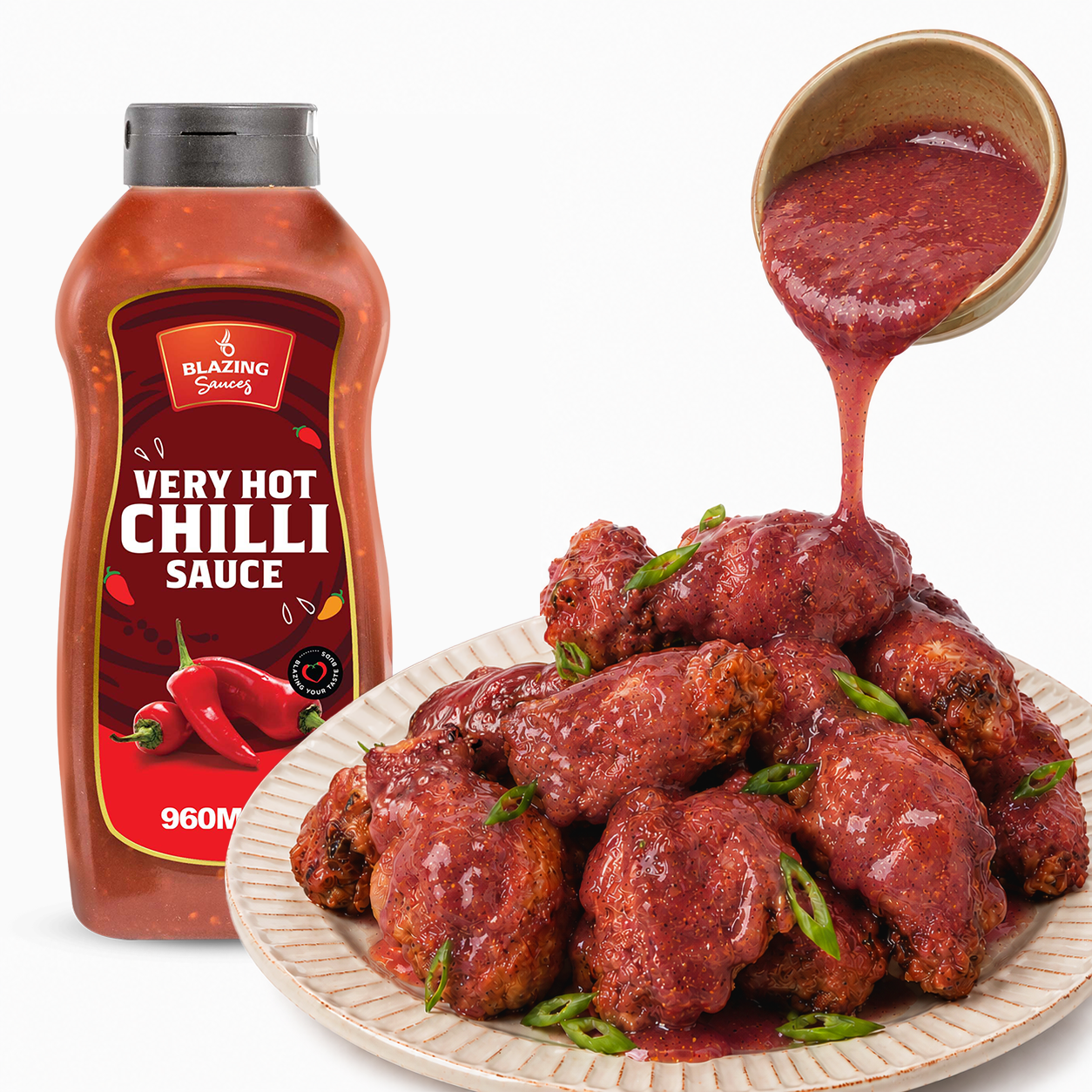 Very Hot Chilli Sauce 960ml for Chicken, Meat & Veg
