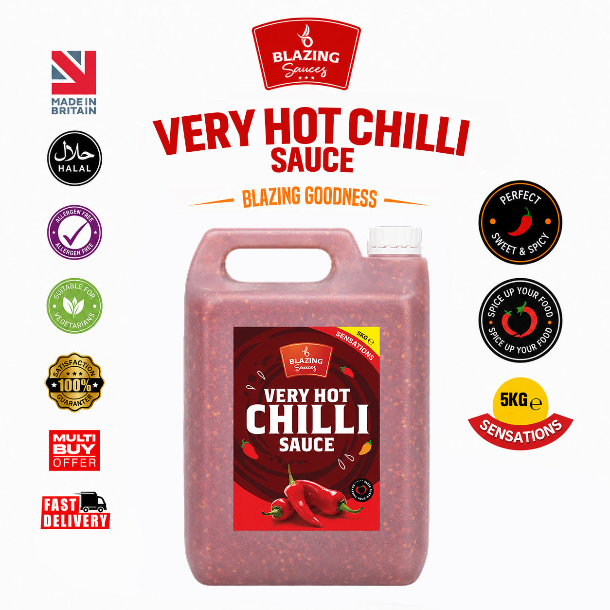 Very Hot Chilli Sauce 5kg for Chicken, Meat & Veg