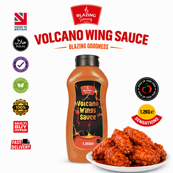 Blazing Volcano Chicken Wings Sauce 1.2KG, Hot and Tangy Wing Sauce, Dip and Dressing