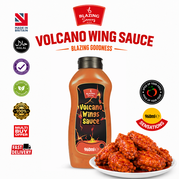 Blazing Volcano Chicken Wings Sauce 960ml, Hot and Tangy Wing Sauce, Dip and Dressing