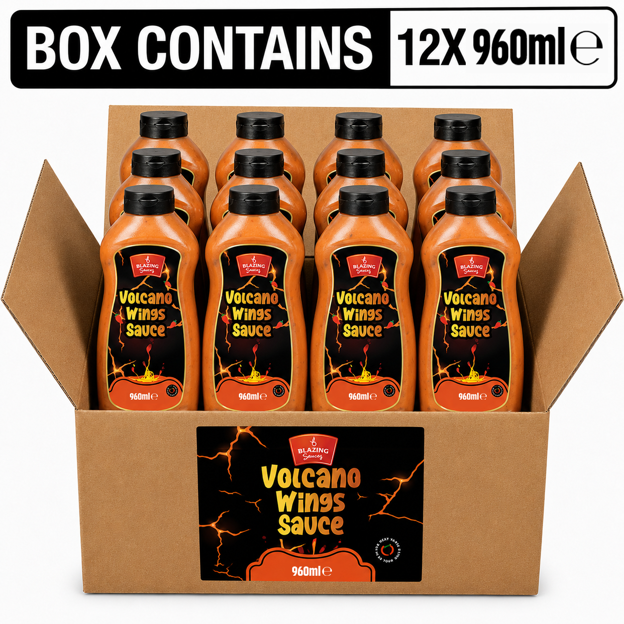 Blazing Volcano Chicken Wings Sauce 960ml, Hot and Tangy Wing Sauce, Dip and Dressing