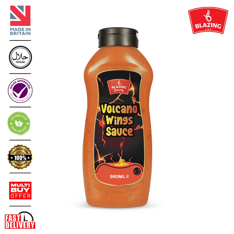 Blazing Volcano Chicken Wings Sauce 960ml, Hot and Tangy Wing Sauce, Dip and Dressing