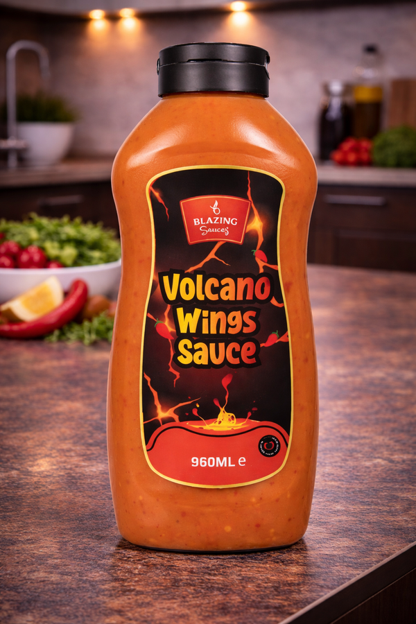 Blazing Volcano Chicken Wings Sauce 960ml, Hot and Tangy Wing Sauce, Dip and Dressing
